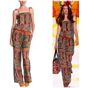 DESIGUAL M. X Christian Lacroix Jumpsuit Multi Aztec Floral Wearable Art Size 28